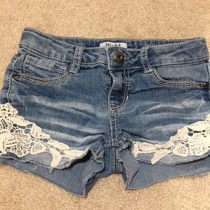 Lace jean shorts